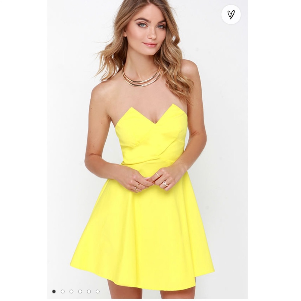 Yellow Strapless Skater Dress